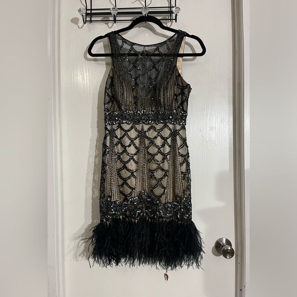 SUE WONG Black and Gold Beaded Dress - Picture 2 of 14